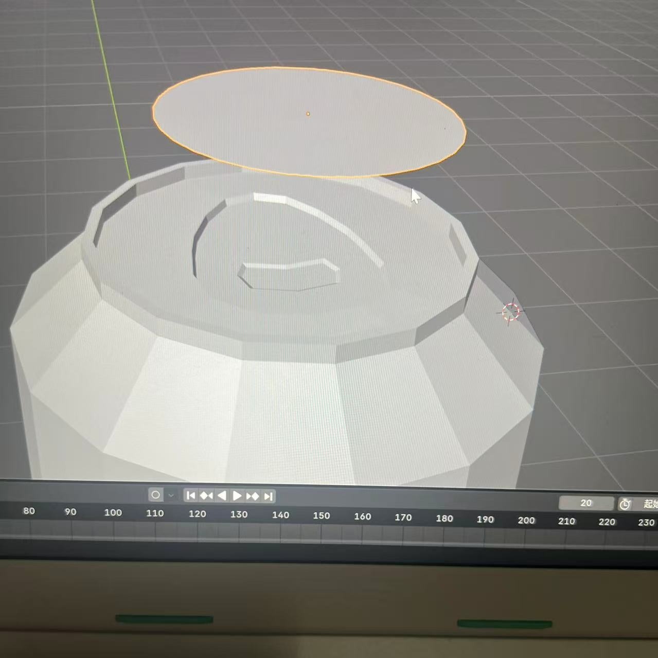 A separate circular piece is positioned over the can top.